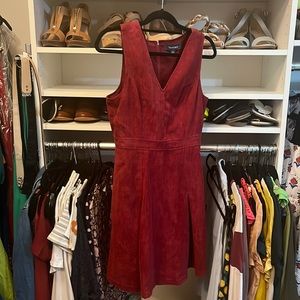Modcloth A-Line Corded V-Neck Dress Burgandy Size 8